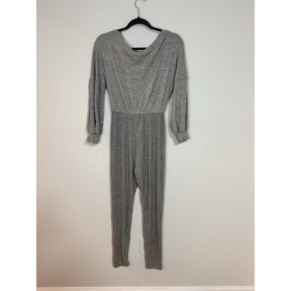 Spring Haze Los Angeles Gray Ribbed Knit Jumpsuit Womens XS S Lounge One Piece - Picture 5 of 8
